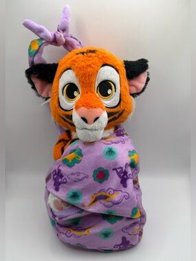 Disney Parks Babies Rajah Tiger Plush in Blanket 10" Aladdin Jasmine Purple Toy